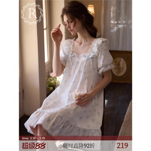 (免運)RoseTree蕾絲睡裙女款夏季短袖甜美可愛少女宮廷公主風睡衣夏天