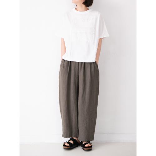 (免運)水洗全亞麻純色親膚舒適哈倫褲女日系休閑文藝風簡約松緊腰九分褲
