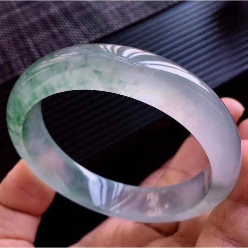 扁條翡翠手鐲冰種飄花天然緬甸老坑翡翠玉手鐲少女款正圈a貨時尚