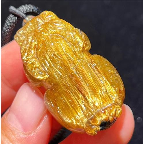 永韻 精品天然金發晶貔貅吊墜招財銅順發晶項鏈水晶鈦晶掛件男女