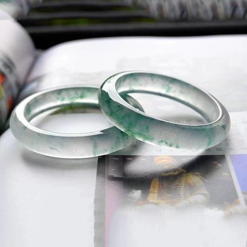 臻選天然緬甸冰糯種飄花翡翠手鐲貴妃鐲圓鐲玉手鐲子女款過節送禮