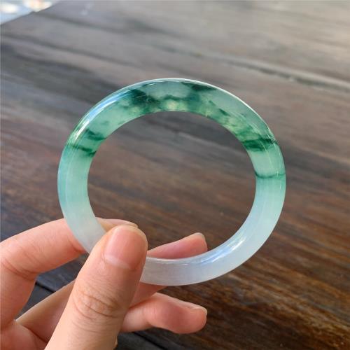 翡翠手鐲珠寶飄花辣綠色冰種底天然a貨小細條胖圓紫羅蘭貴氣女款