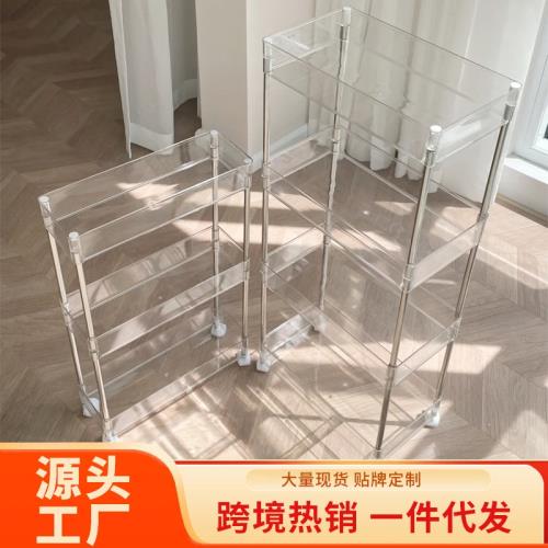 衛生間浴室置物架透明小推車客廳零食架廚房多層菜架子夾縫收納架