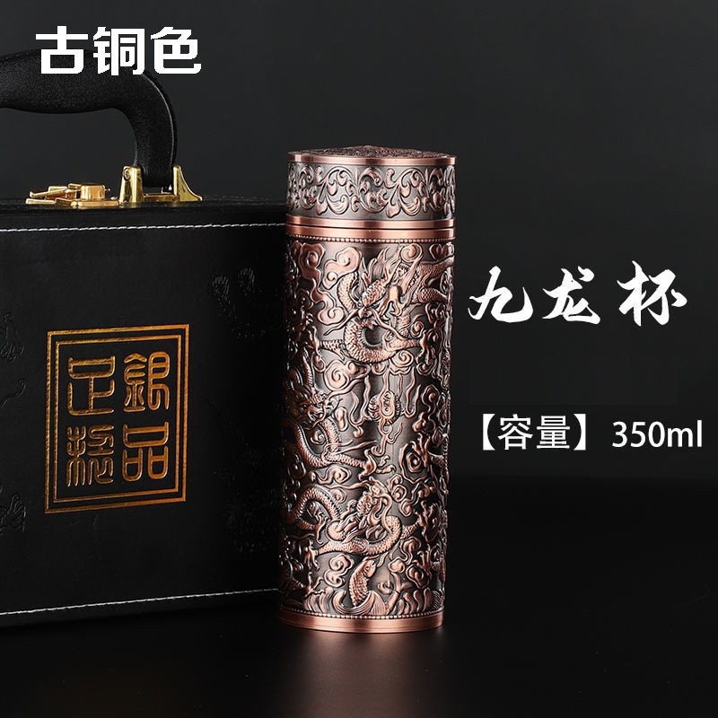 銀杯保溫杯水杯銀杯子9999純銀杯純銀水杯銀杯子九龍杯百福龍鳳杯|保溫