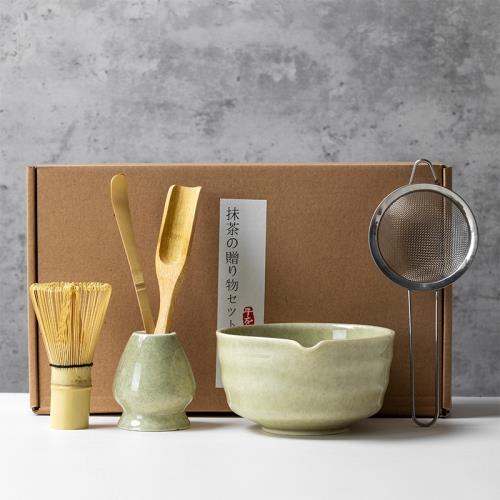 抹茶茶具套裝抹茶色四件套六件套亞馬遜爆款日式茶筅百本立抹茶碗|茶具