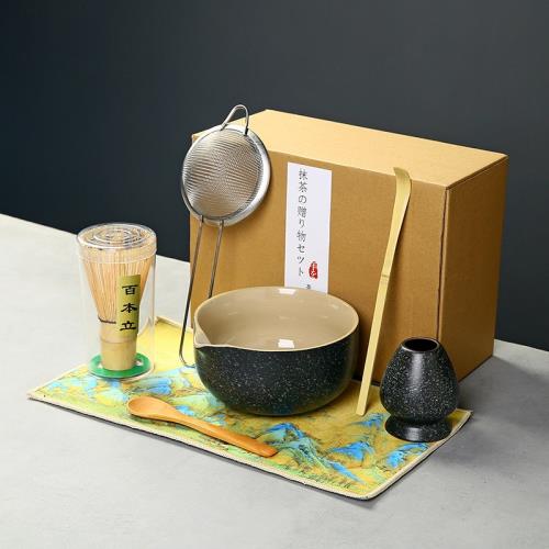 日式抹茶碗打抹茶宋代點茶工具陶瓷茶碗茶杯攪拌抹茶刷茶筅套裝|咖啡