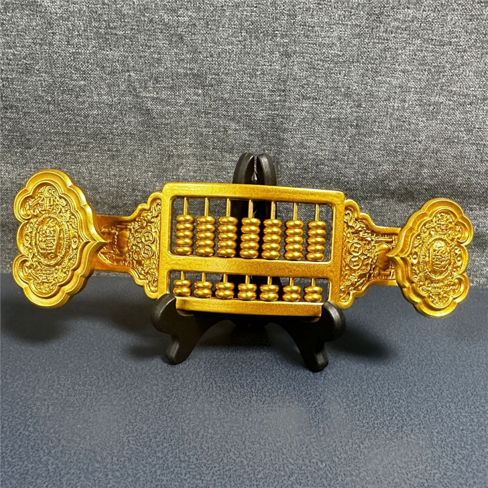 黃銅如意算盤擺件銅龍鳳吉祥家居裝飾品辦公室工藝品創意禮品雕花|金屬