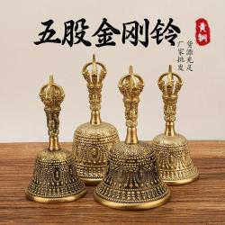 銅製 法器 手揺鈴 五股金剛密鈴 金剛杵銅鈴 装飾品 工芸品 置物 黃銅搖鈴金剛鈴五股金剛鈴杵銅鈴鐺工藝品法鈴搖鈴批發|金屬工藝|ETMall