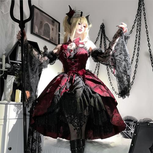 熊逗醬原創玫瑰皿洛麗塔女Lolita吊帶裙日常可愛甜美裙子7109