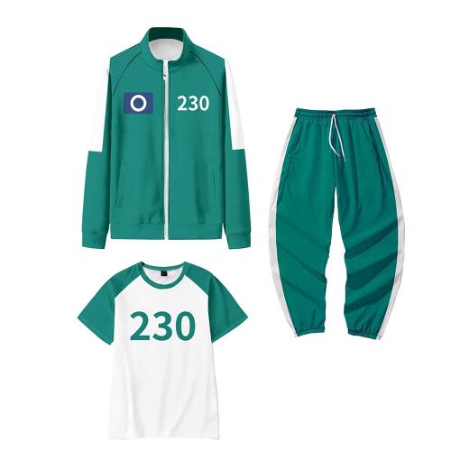 第二季 布格瀨之魚 外套衛衣+長褲+短袖 三件套裝  淺綠色