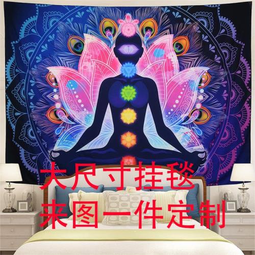 定制跨境專攻波西米亞掛毯超大3*3米骷髏星空花卉背景掛布壁 掛墻