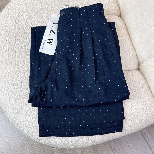 冰絲波點闊腿褲女春夏薄款寬松顯瘦垂感慵懶風山本西裝褲子