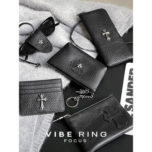 VibeRing潮牌收納包2025秋冬新款多卡位零錢包頭層牛皮掛脖眼鏡包