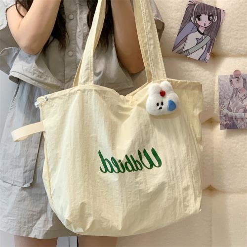 學生托特包包女2025新款小清新抽繩帆布包手提袋輕便大容量單肩夏