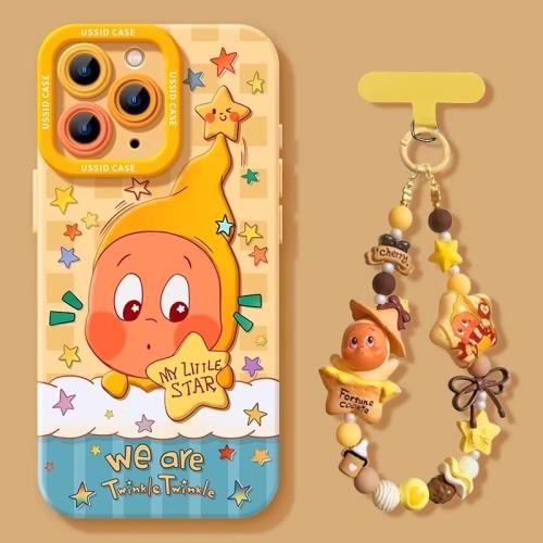 卡通可愛星星適用于蘋果17promax手機殼新款iPhone17Air高級感鏡頭全包防摔16pro網紅大視窗液態硅膠手鏈女