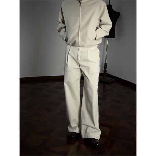 Oclin單褶Chino褲A字直筒寬松版型純棉磨毛絲滑RL風 松弛通勤神褲