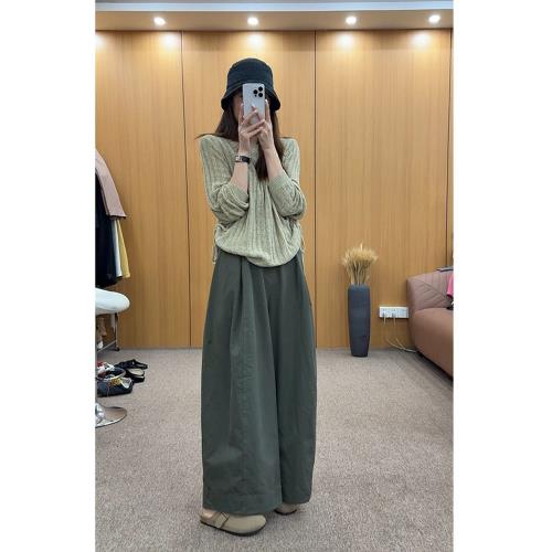 大碼女裝胖mm高腰顯瘦三本丑萌休閑褲女寬松百搭闊腿拽姐長褲子秋