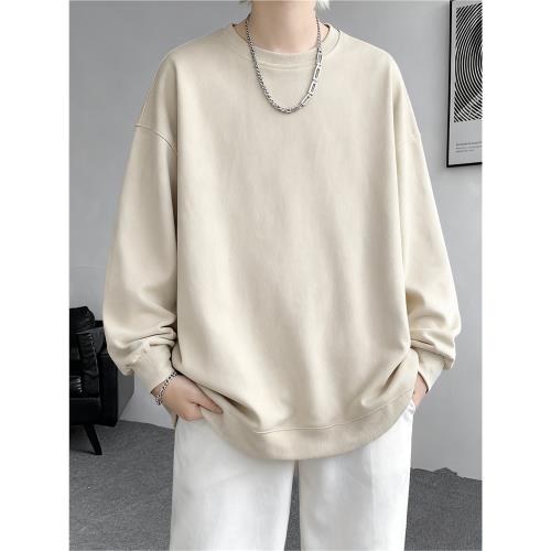 麂皮絨衛衣男2025秋冬潮流寬松大碼圓領港風純色打底上衣時尚情侶