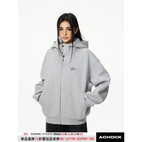 【Achock官方店】空氣層連帽衛衣外套潮牌簡約情侶拉鏈開衫上衣男
