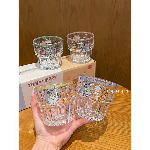 貓和老鼠疊疊玻璃杯家用辦公室水杯子女款高顏值圣誕節生日禮物品