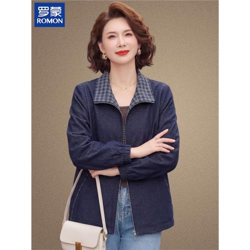 羅蒙媽媽裝秋裝牛仔外套2025新款高級感穿搭中老年女春秋夾克上衣