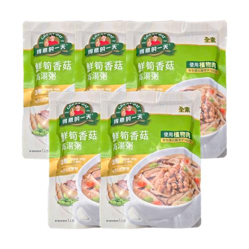 【短效26年3月】得意的一天 鮮筍香菇高湯粥 (植物肉 ) 320公克 / X 5包 