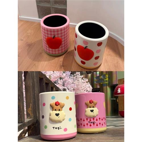 Tagi.想象蘋果鼓鼓垃圾桶客廳臥室家用可愛大容量雙層分離收納桶