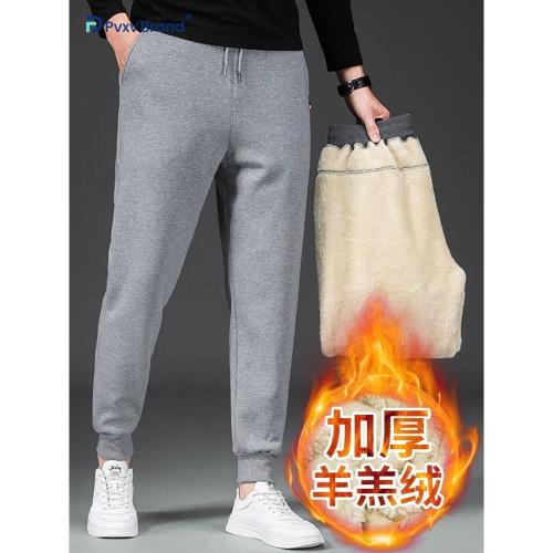 衛褲男冬季超厚仿羊羔絨加絨加厚中年運動褲束腳棉褲中老年保暖褲