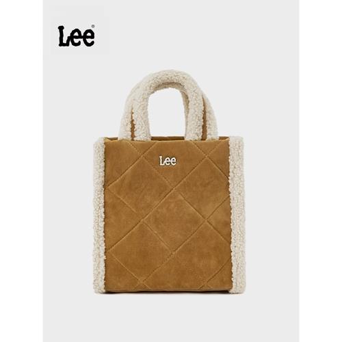Lee冬季泰迪包托特包女生大容量上班通勤單肩斜挎包羊羔毛手提包