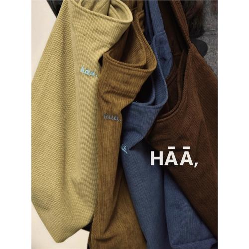 haahua秋冬新款復古斜挎包燈芯絨單肩包日系百搭托特包女大容量