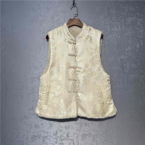 新中式國風雙面雙穿織錦提花貂絨保暖百搭時尚新中式國風馬甲馬夾