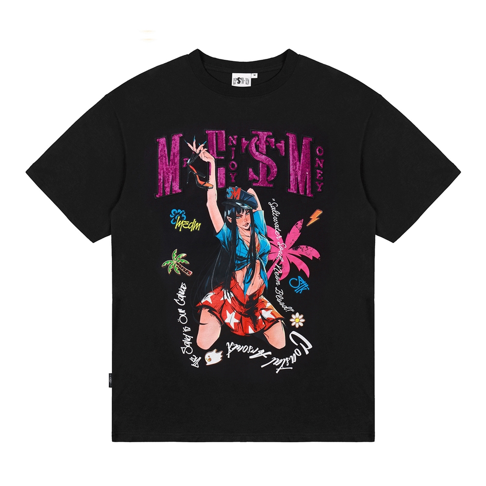 MEDM × STK SmallTownKid夏日女郎珠片繡短袖T恤聯名卡通印花TEE|其他 
