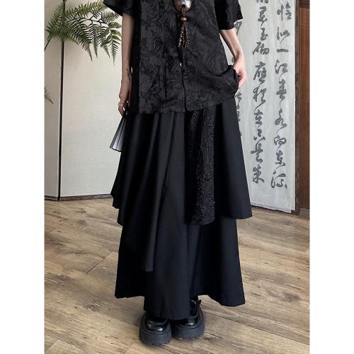 地心引力新中式暗黑系不規則拼接男女休閑戶外西褲裙褲