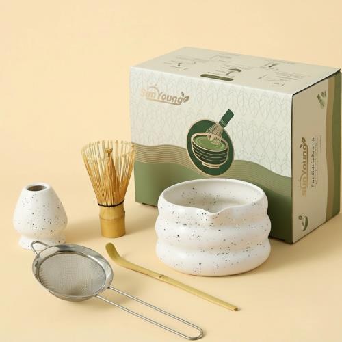 陶瓷抹茶大便碗沙點日式抹茶用茶具套裝茶筅竹子抹茶刷百本立