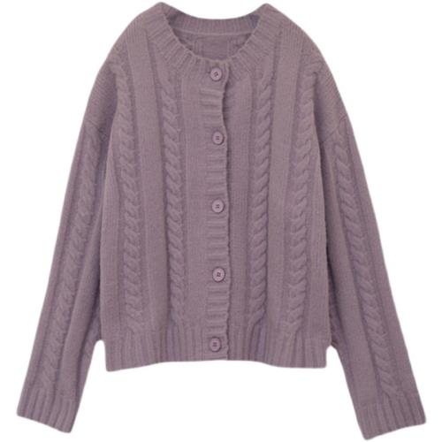 毛衣外套2026新款女春秋季寬松毛線衣早秋裝圓領麻花時尚針織開衫