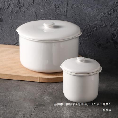 廠家直銷陶瓷隔水燉盅蒸蛋盅燕窩盅帶蓋湯盅燉鍋內膽配件家用雙耳
