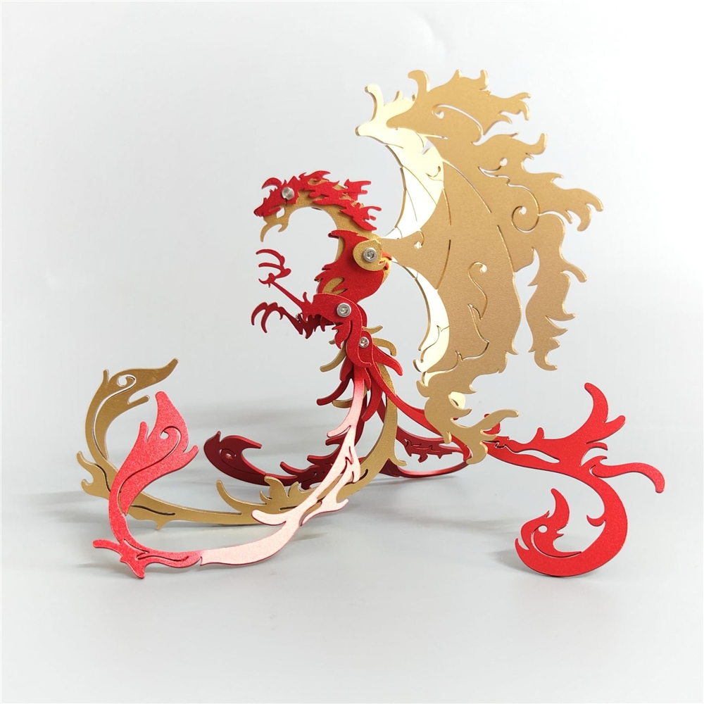 魔客彩色朱雀鳳凰四大神獸3D金屬拼圖模型玩具手辦外貿跨境專供|益智