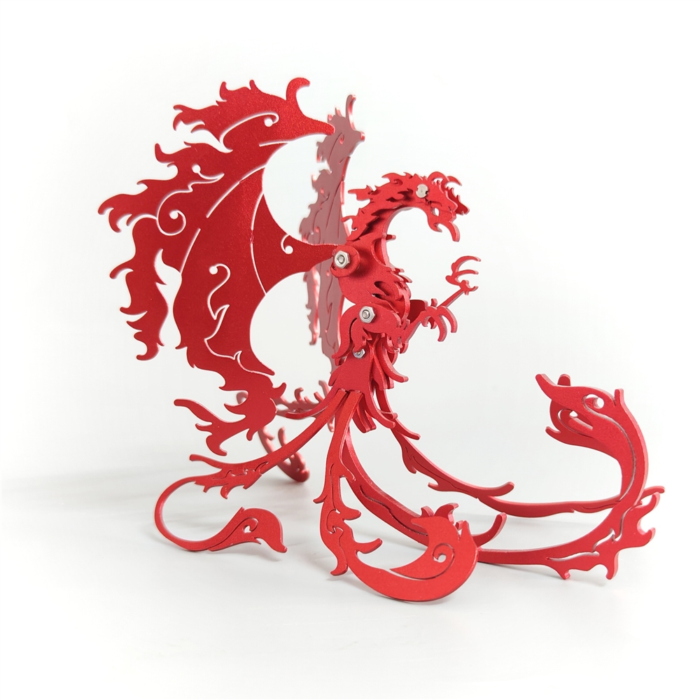 魔客彩色朱雀鳳凰四大神獸3D金屬拼圖模型玩具手辦外貿跨境專供|益智