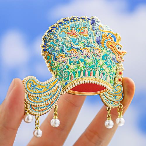 宋朝龍鳳花釵冠金屬冰箱貼北京南京西安大英博物館文創紀念品|磁鐵