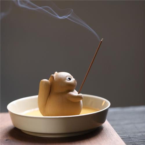 宜興紫砂茶寵比耶萌貓可當香插擺件雕塑茶桌創意配件茶寵可觀可養|咖啡