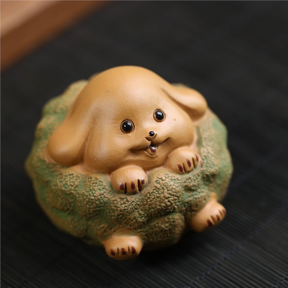 宜興紫砂茶寵粽子狗擺件雕塑仿真可愛茶桌創意配件茶寵可觀可養|茶具