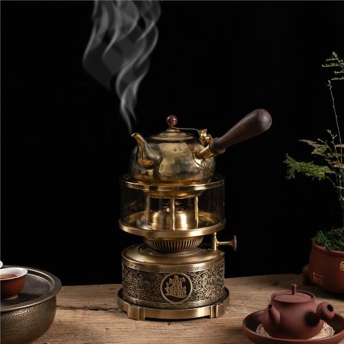手工燒水銅壺中式黃銅手工銅壺泡茶小銅壺銅壺紫銅空氣燈煤油銅燈|茶具 