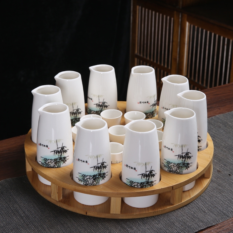 盃 盃台 酒器 杯器 杯 家用陶瓷分酒器一口杯烈酒杯白酒杯子彈杯分酒壺一壺一杯酒具套裝|咖啡