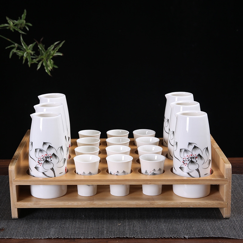 白酒杯套裝小扎壺家用白酒分酒器陶瓷酒具酒壺子彈杯小酒杯一口杯|咖啡