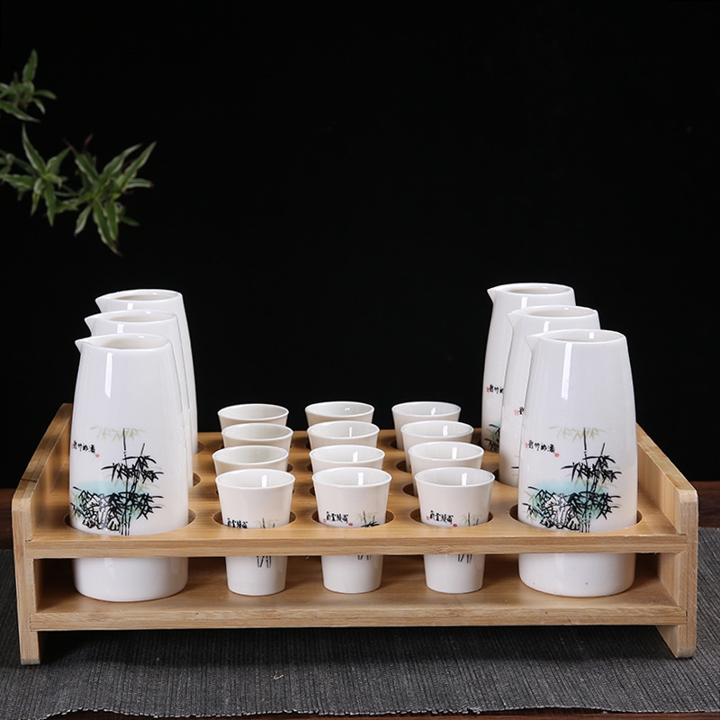 白酒杯套裝小扎壺家用白酒分酒器陶瓷酒具酒壺子彈杯小酒杯一口杯|咖啡