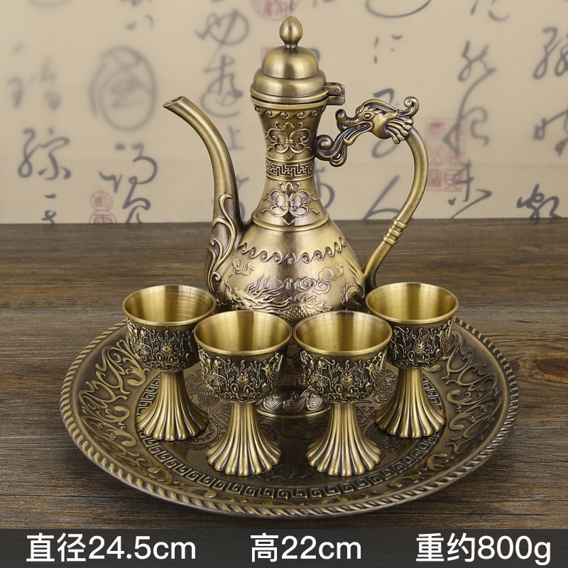 青古銅龍鳳酒壺仿古銅壺水壺中國風婚慶酒具復古家用白酒酒壺|咖啡茶具