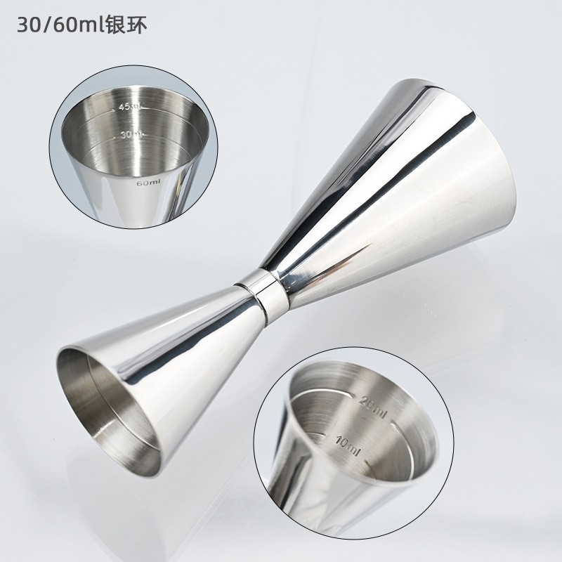 304不銹鋼量杯帶刻度雞尾酒調酒盎司杯雙頭量酒器調酒工具定制|咖啡茶具