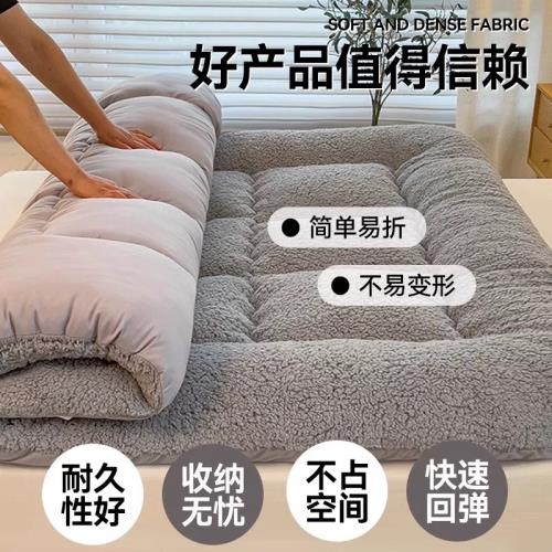 鹿雅優羊羔絨床墊軟墊家用加厚保暖學生宿舍床褥子冬季榻榻米被褥