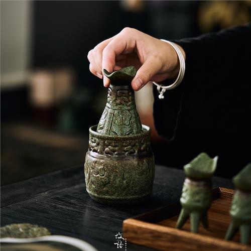 爵  ７個　中国盃 三足酒器 酒杯 故語仿古溫酒器套裝三足爵杯家用中式陶熱酒暖酒具套組酒杯酒壺|酒具