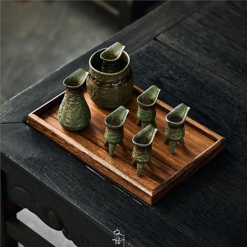 故語仿古溫酒器套裝三足爵杯家用中式陶熱酒暖酒具套組酒杯酒壺|酒具